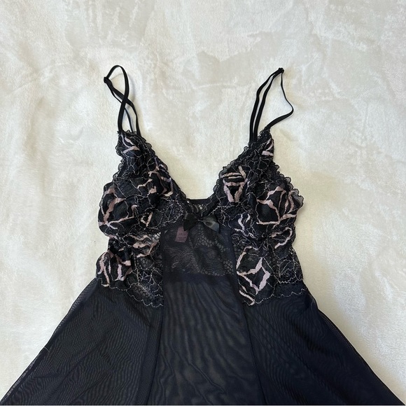 La Vie En Rose Black Lingerie Slip Dress - Picture 2 of 5